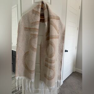 Calvin Klein Beige and Tan Logo Scarf
